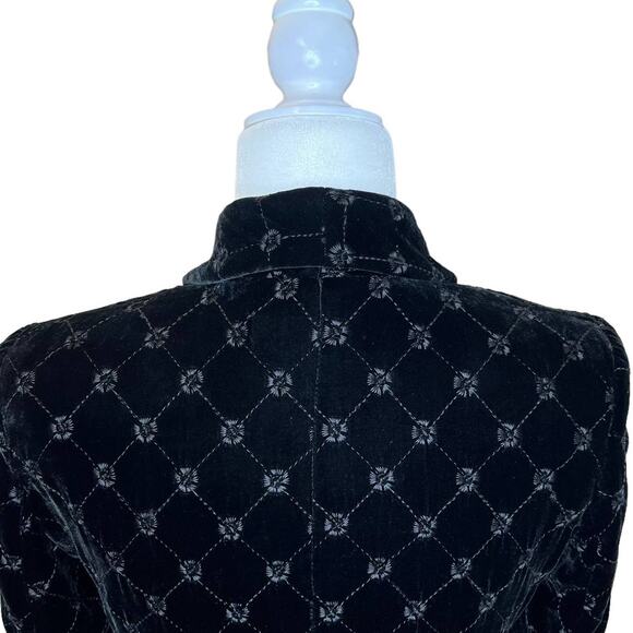 Vintage 90s Petite Sophisticate Black Velvet Quilted Blazer Jacket Womens Sz 4P - Picture 10 of 14
